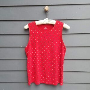 Christopher & Banks Red & White Stars Cotton Shell - Large